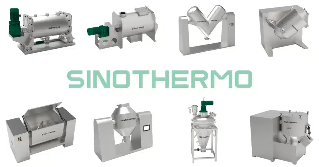 Industrial mixer types and their mixing actions: ribbon blender, ploughshare mixer, sigma mixer and double cone blender