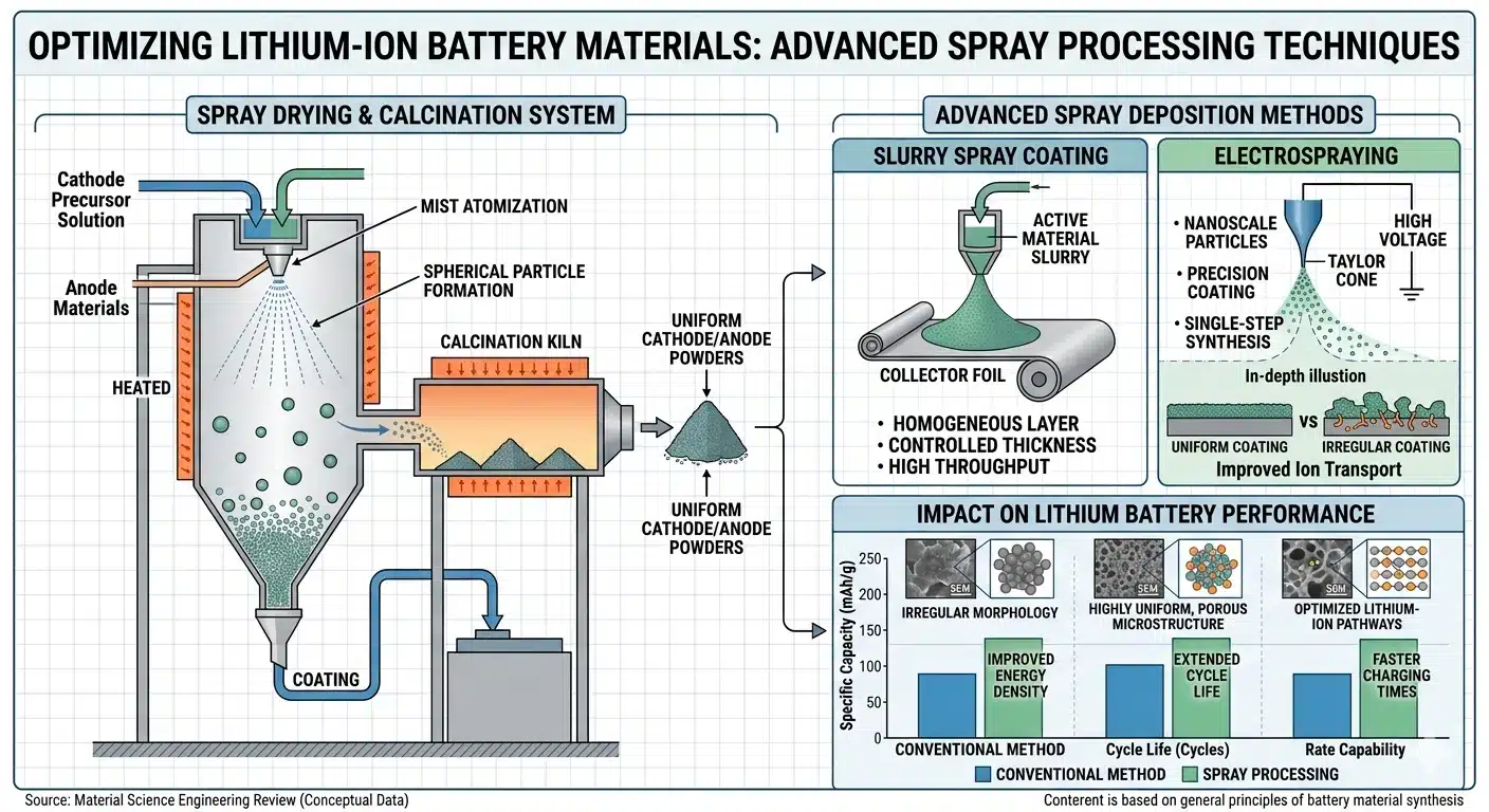 Spray Processing in Lithium Battery Materials: 5 Advanced Techniques